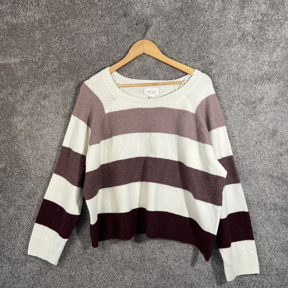 Pinque Sweater Womens XXL 2XL Long Sleeve Scoop Neck Multicolor Stripe Pullover